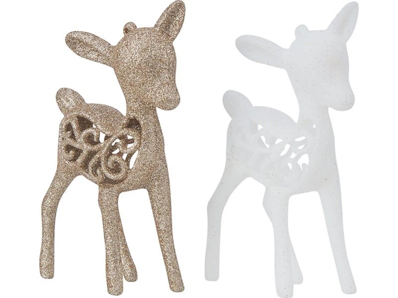 Súprava ozdôb na vianočný stromček soby zlatá/biela 4 ks, 14,6 cm ...