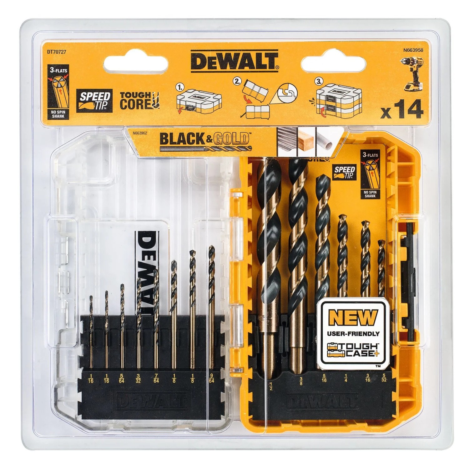 DeWALT Súprava vrtákov do kovu Black&Gold, 14-dielna
