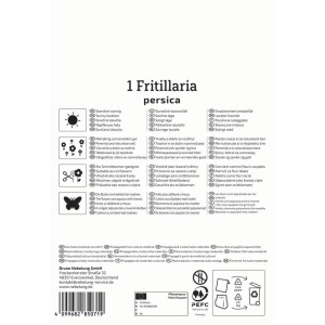 Kiepenkerl Cibuľka perzskej koruny, detail balenia s informáciami o umiestnení a použití.