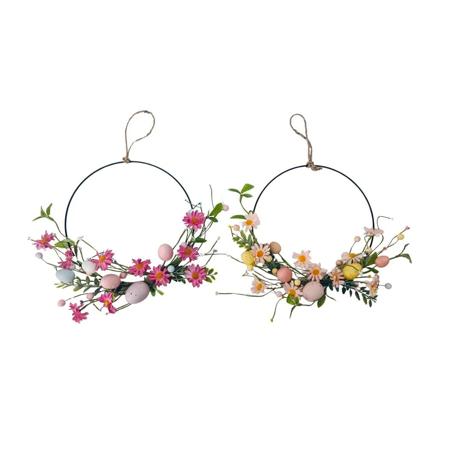 E-shop Boltze Závesný veniec s kvetmi a vajcami Beryl, rôzne druhy, pr. 30 cm, 1 ks