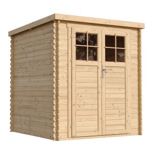 Timbela Záhradný domček drevený M309F, 3,53 m², neošetrený, s dvojkrídlovými dverami a oknami.