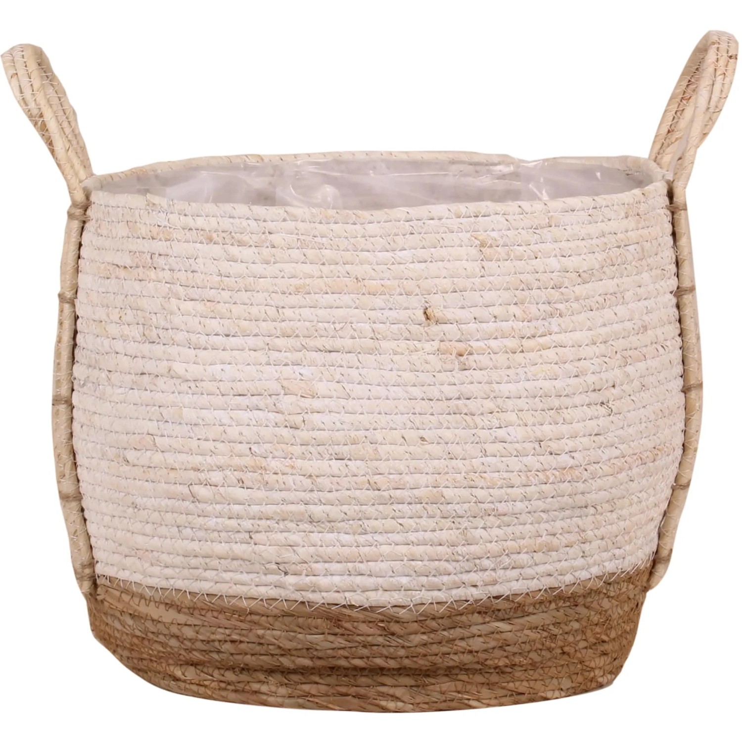 E-shop Košík s ušami zo slamy a morskej trávy biela, pr. 32 x 28 cm