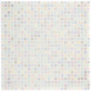 Sklenená mozaika Mini White, 29,6x29,6 cm, pre interiér. Štvorcové, trblietavé mozaikové dlaždice.