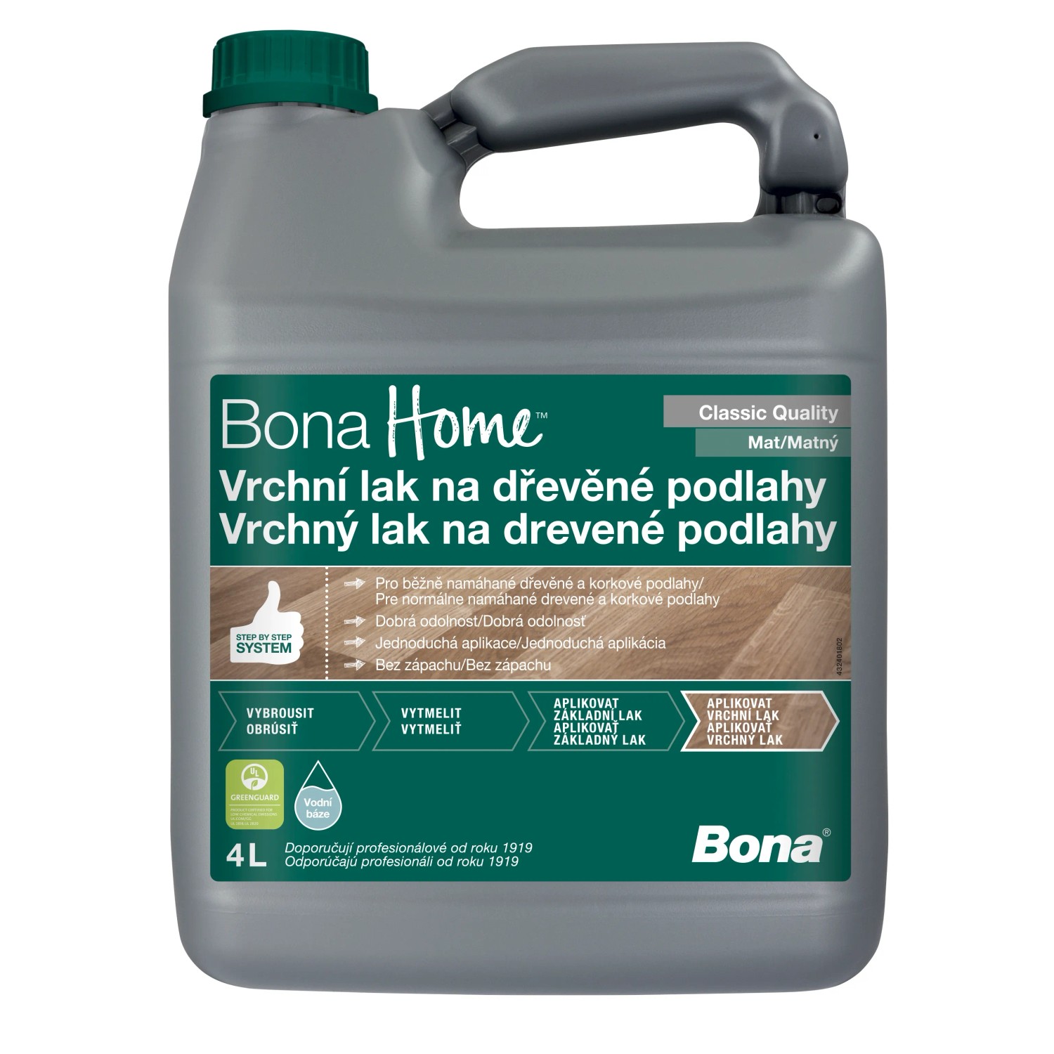 E-shop Bona Home Vrchný lak na drevené podlahy matný 4 l