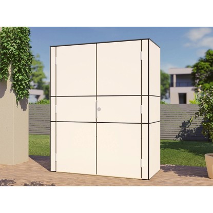 Bertilo Drevená záhradná skriňa HPL Highboard, biela, 155 x 75 x 193 cm