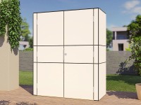 Bertilo Drevená záhradná skriňa HPL Highboard, biela, 155 x 75 x 193 cm