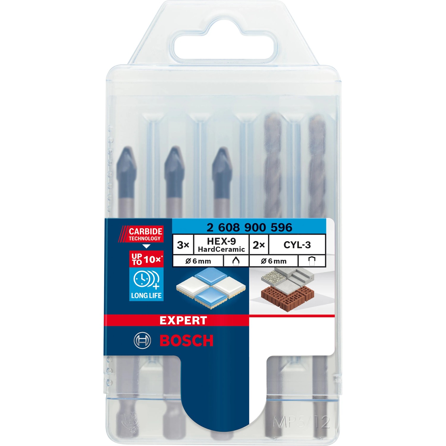 E-shop Bosch Sada vrtákov do dlažby Hex-9, pr. 6 mm, 5-dielna