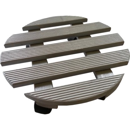 Podstavec na kvetináč s kolieskami okrúhly sivý