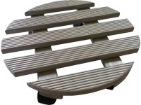 Podstavec na kvetináč s kolieskami okrúhly sivý