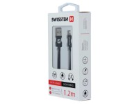 SWISSTEN TEXTILE Dátový kábel, USB-A / LIGHTNING, 1,2 m, čierny