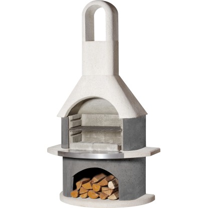 Buschbeck Záhradný grilovací krb Stockholm, biela/antracit, 110 x 65 x 203 cm