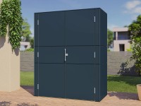 Bertilo Drevená záhradná skriňa HPL Highboard, antracitová, 155 x 75 x 193 cm