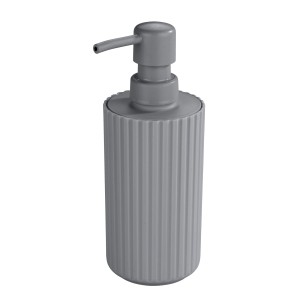 Sivý dávkovač mydla Allstar Minas s rebrovaným dizajnom, objem 280 ml.