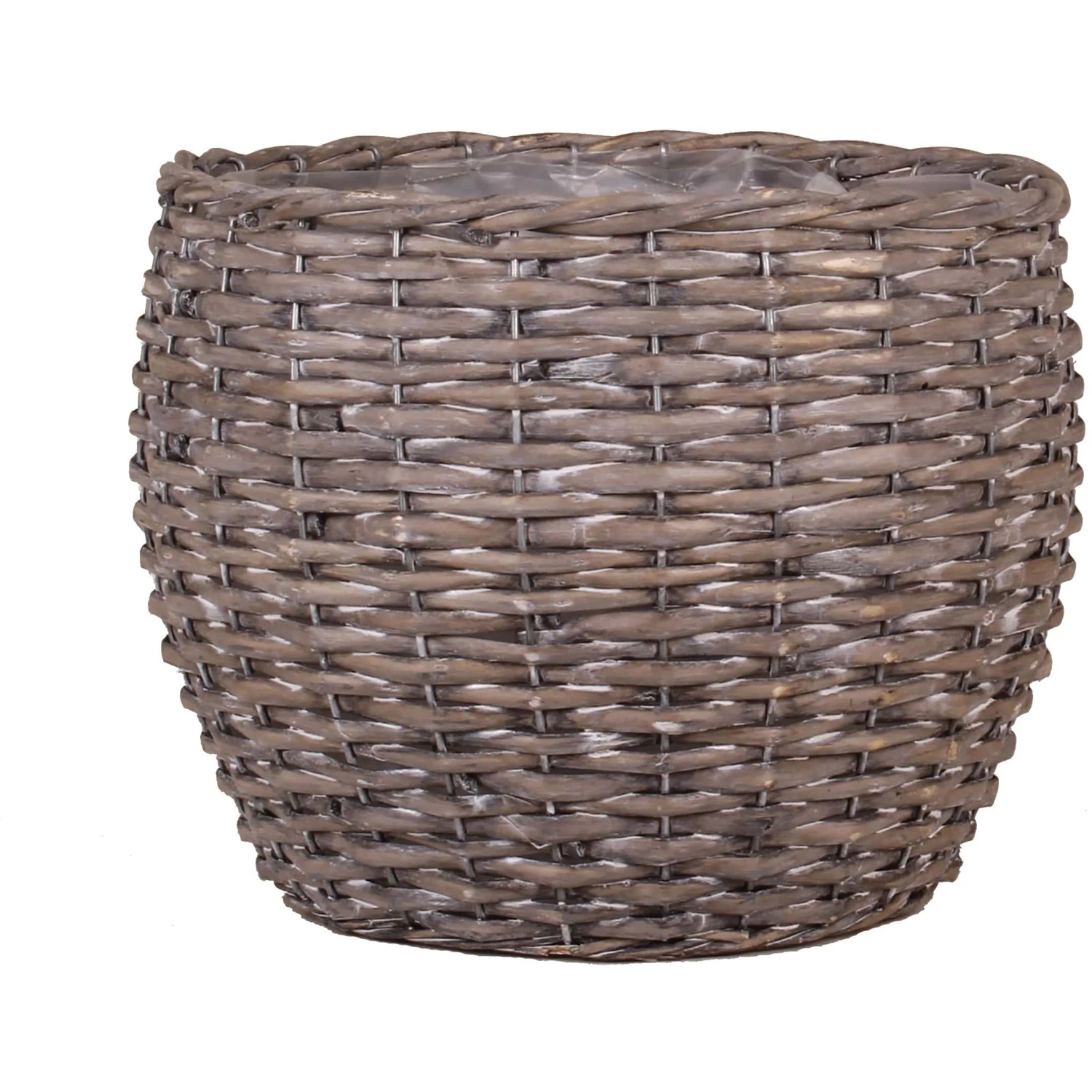 E-shop Obal na kvetináč z vŕbového prútia s PE sáčkom sivý 28 x 24 cm