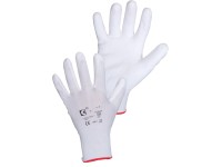 CXS Pracovné rukavice BRITA, s blistrom, máčané v polyuretáne, biele, veľ. 9