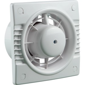 Biely kúpeľňový ventilátor System Ø 100, tichý, z plastu.