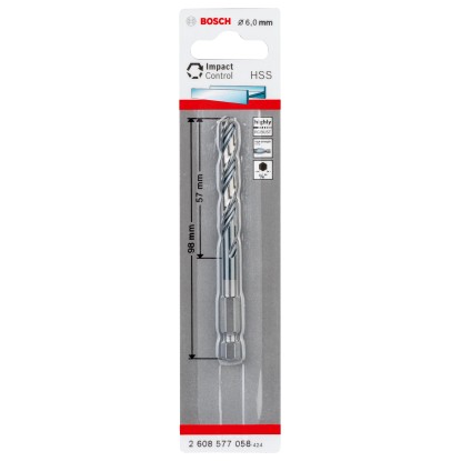 Špirálový vrták Bosch HSS Impact Control, 6 mm, na vŕtanie do kovu s rázovými uťahovákmi.