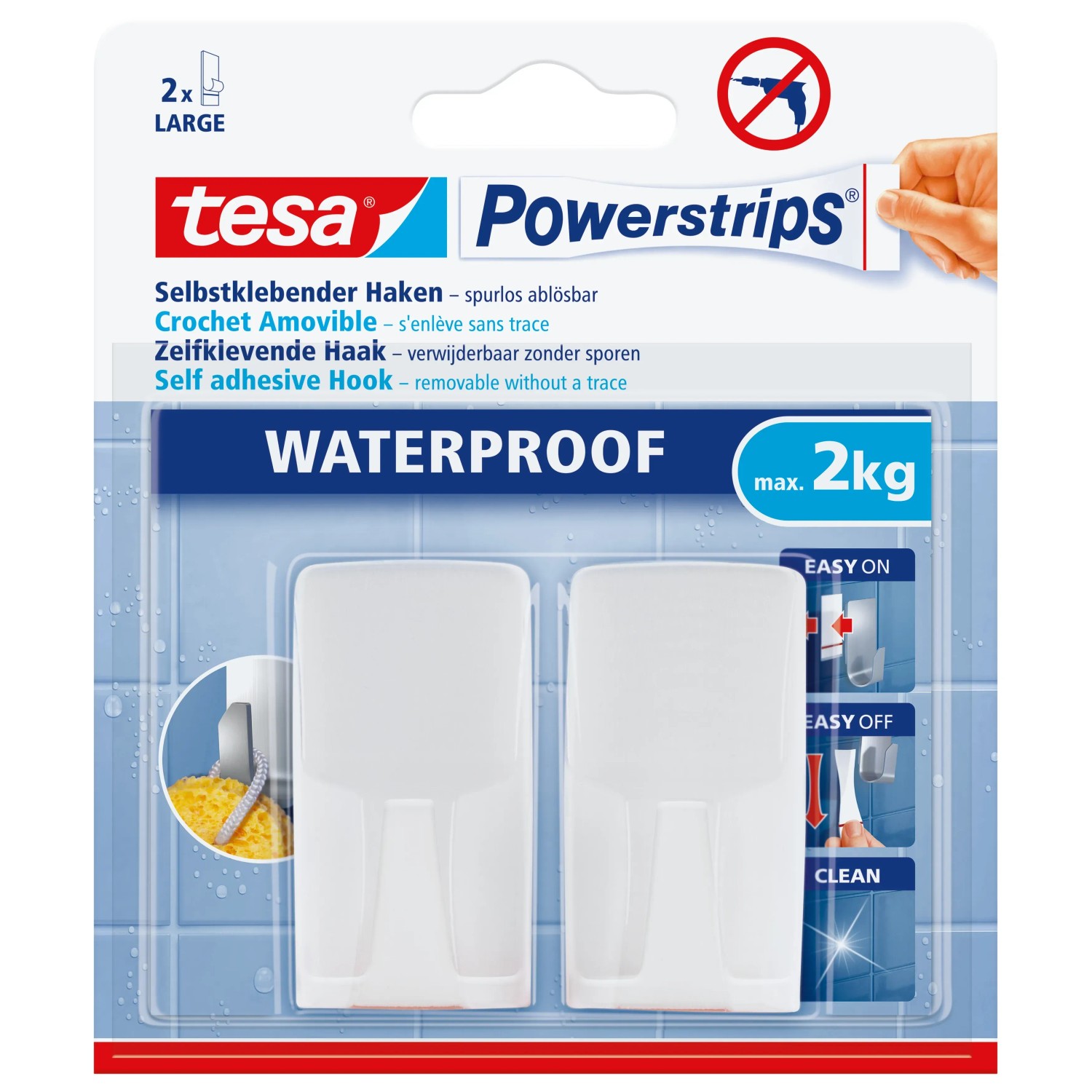 E-shop tesa Samolepiace háčiky Powerstrips Waterproof, biele, 2 ks