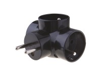 Emos Rozbočovacia zásuvka klasická čierna, 3 x okrúhla